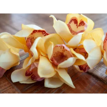 EUROPALMS Artificial Cymbidium Branch, Yellow, 90cm 82530314