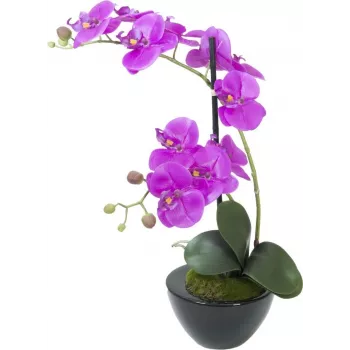 EUROPALMS Artificial Orchid Arrangement 4, White Phalaenopsis in Ceramic Pot, 60 cm 82530349