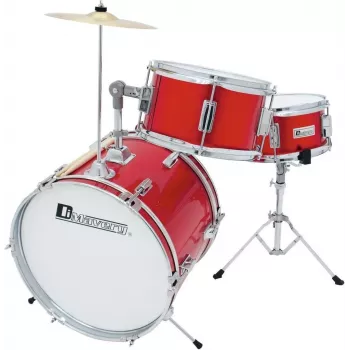 DIMAVERY children's drum kit red 5-Piece acoustic set with cymbals, stool and sticks