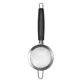 LURCH TANGO Kitchen Sieve 9.5 cm, Black/Silver, Fine Mesh Stainless Steel with Plastic Handle 230240