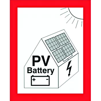 CIMCO Fire Safety Sign for PV Systems with Battery Storage, Self-Adhesive Foil, 105 x 148 mm, Red/White/Black 182798