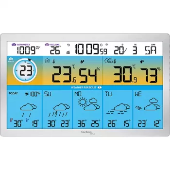 Technoline WD2500 Wireless Weather Station with Outdoor Sensor, Wi-Fi App Control, Supports up to 3 Sensors, Colour Display