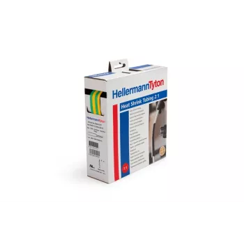 HellermannTyton Heat Shrink Tubing Box Yellow/Green 25.4 mm x 12.7 mm x 5 m - 300-32547 (HIS-PACK-25,4/12,7-GNY)