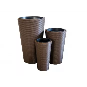 EUROPALMS India Decorative Plant Pot Set, 3 Sizes, Grey Stone Look, Indoor/Outdoor 83011268