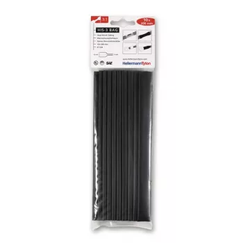 HellermannTyton HIS-3 Heat Shrink Tubing Set, 3:1, Black, 12 mm / 4 mm 308-31210
