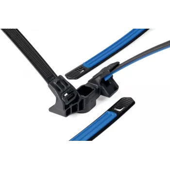 HellermannTyton 2-Piece Mounting Tie for 5.0-6.0 mm Bundles, Fir Tree Mounting, PA66, Black, 40 mm Length 156-04098