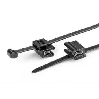 HellermannTyton T50ROSEC5A-PA66W-BK Cable Tie with Clip, 200 mm x 4.6 mm, Black, 100 Pieces 156-03219