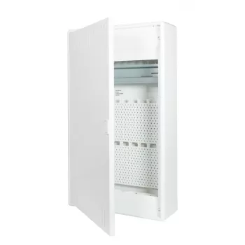 f-tronic VISION36K Surface-Mounted Communication Distribution Board, 3-Row with 3-Way Schuko Socket, 16 A, White 7220215