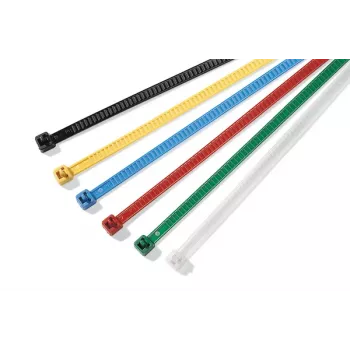 HellermannTyton Reusable Cable Tie LR55, 195 x 4.7 mm, Yellow, 25 Pieces 115-00004