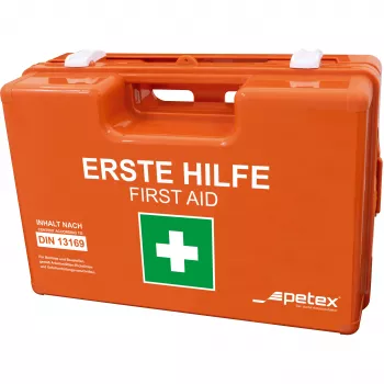 PETEX 43924035 DIN 13169 First Aid Kit Case, Orange, 350 x 140 x 240 mm