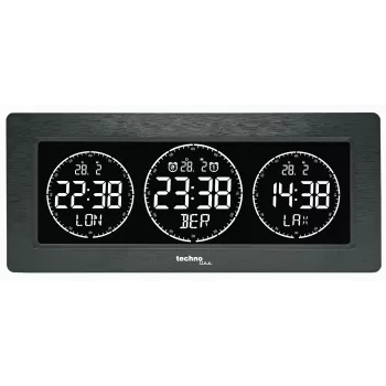 Technoline digital table alarm clock with temperature display, date, snooze function - black