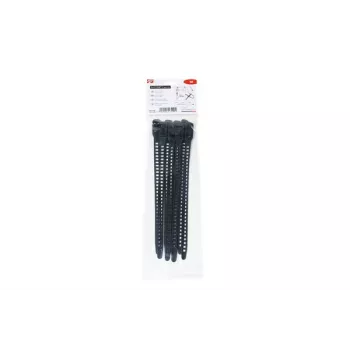 HellermannTyton SOFTFIX® Reusable Cable Ties 260 mm x 11 mm, Black, 8-Pack 115-11270