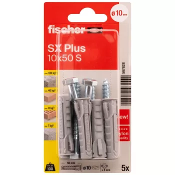 Fischer SX Plus Wall Plug 10 x 50 mm, 5 Pieces 567828