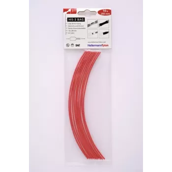HellermannTyton HIS-3-BAG Heat Shrink Tubing 3:1 1.5 mm to 0.5 mm Red 10 Pieces