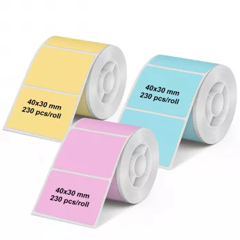 Olympia 6323 universal direct thermal labels, 40 x 30 mm, paper, multicoloured (pink, blue, yellow), 3 rolls
