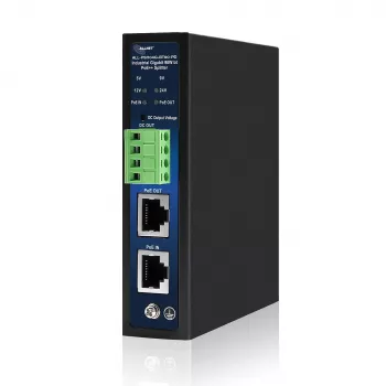 ALLNET industrial PoE splitter/extractor IEEE 802.3bt Type 4, 90W, 5V/9V/12V/24V selectable output, Gigabit Ethernet, DIN rail/wall mounting (ALL-PSI104G-BT90-PD)