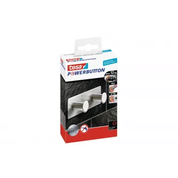 Tesa Powerbutton Classic Double Hook 12kg Chrome 59333-00000-01