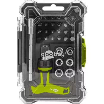 Goobay Screwdriver Set with 30-Piece Bit Set - Precision Tool Kit for Screwdriving, Assembly and Electronics Repair (77841)