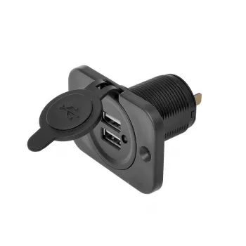 IWH USB Double Built-In Socket 12/24V 2.1A 2x USB-A Black 019006