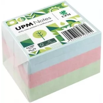 UPM Notes Sticky Notes 5654-20PG-6 Pastel 75x75mm 100 Sheets Assorted 6 Pads