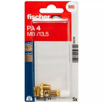 Fischer PA 4 M6/13,5 K NV Brass Wall Plug, 1 Set (503785)
