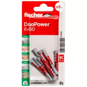 Fischer DuoPower 6 x 50 K NV Universal Wall Plug, 1 Set (537650)