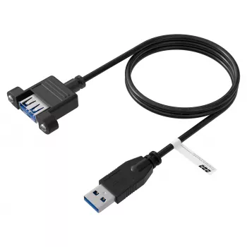 EFB Elektronik USB 3.0 Extension Cable, USB-A Male to USB-A Female for Panel Mounting, 1.8 m, Black K5265SW.1V2