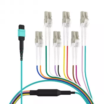 EFB MTP to LC 12-Fibre OM3 LSZH Aqua Fan-out Patch Cable, 7.5 m MTPF12LCOM3-7,5