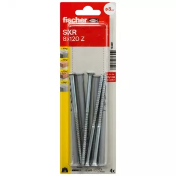 Fischer SXR 8 x 120 Z K NV Long Shaft Wall Plug with Countersunk Screw (PZ), 1 Set (503415)