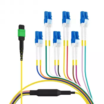 EFB Elektronik MPO-PLUS/APC(F) to LC Trunk Cable, OS2 Single-Mode, 12 Fibres, Polarity Type B, LSZH Yellow, 1 m MPOF12LCOS2-1