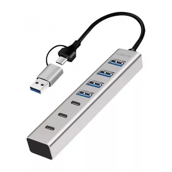 LogiLink USB 3.0 Hub, 7-Port, 4x USB-A 3x USB-C, Aluminium Enclosure