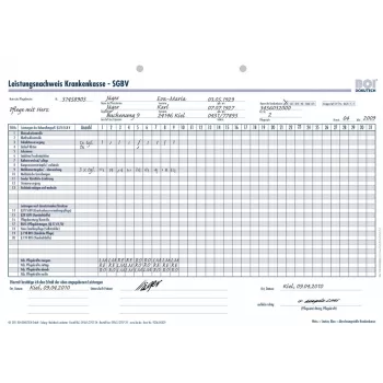 BOI Health Insurance Service Record SGB V Forms, 50 Sheets, A4, White 9206-00329