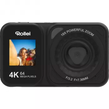 Rollei Compactline 64 Dual Screen Digital Camera – 14MP, 5x Zoom, Black