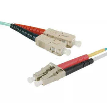 EXERTIS CONNECT Fibre Optic Patch Cable, 50/125 µm, OM3, SC Duplex to LC Duplex, Turquoise, 4.0 m