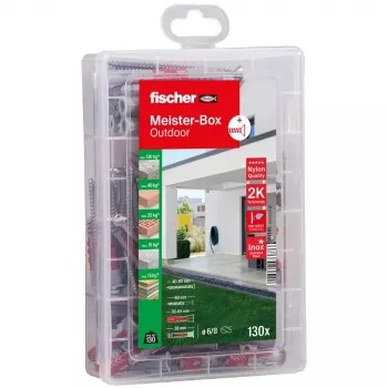 FISCHER Practical Helper Plug and Screw Assortment for Outdoor and Wet Areas 130 Pieces 561385