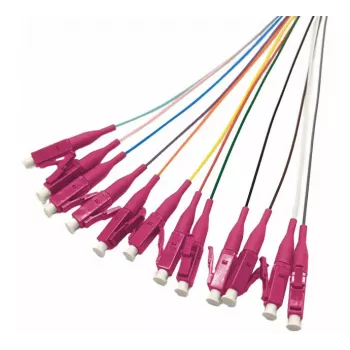 Tecline Fibre Optic Pigtails, OM4, Coloured, LC/UPC, 2.0 m, 12 Pieces 20500017