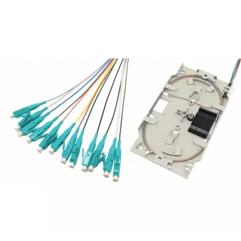 Tecline Fibre Optic Splice Cassette with 12x OM3 LC/UPC Pigtails, 2.0 m, Multi-Coloured, 12-Pack 20500030