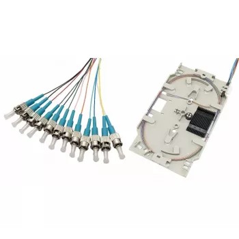 Tecline Fibre Optic Splice Cassette with 12x OM3 Pigtails, ST/UPC, 2.0 m, 12 Pieces (20500035)