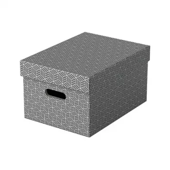 Esselte Storage Box Home M, 17.5 L, 26.5 x 36.5 x 20.5 cm, 3-Pack, White/Grey (628283)