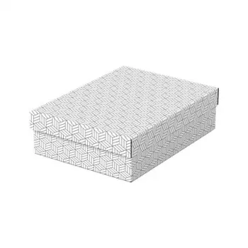 LEITZ Home M Storage and Gift Box Set with 3, White, 100% Recycled Corrugated Cardboard, Removable Lid 628284