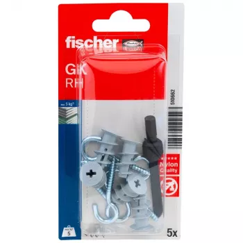 Fischer GK RH K NV Plasterboard Plug with Round Hook, 22 mm, 1 Set (510662)