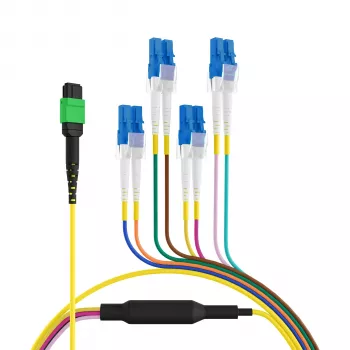 EFB Elektronik MPOF08LCOS2-10 MPO-PLUS/APC(F) to LC OS2 8-fibre trunk cable, type B, LSZH yellow, 10m
