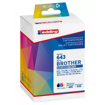 Edding 18-643 compatible ink cartridge multipack for Brother LC3213 series – black, cyan, magenta, yellow (4-Pack)