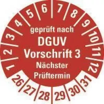 HEIN Industrial Signs DGUV V3 Test Label NP26-31, Round 20 mm, Permanently Adhesive, White, 500/Roll 185658