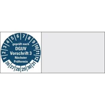 HEIN Industrial Signs 190452 Cable Test Label DGUV V3, Round, 30 mm, Black/White/Red, Roll of 500 Pieces