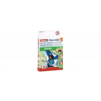 tesa 58003 Powerstrips Poster Adhesive Strips, 60 Pieces, White, Damage-free Mounting 58003-00500-04