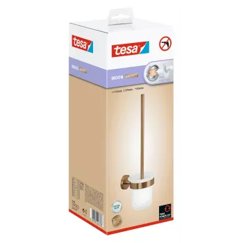 tesa MOON BRONZE Toilet Brush Set with Adhesive Mounting, Glass & Metal 40601-00000-00