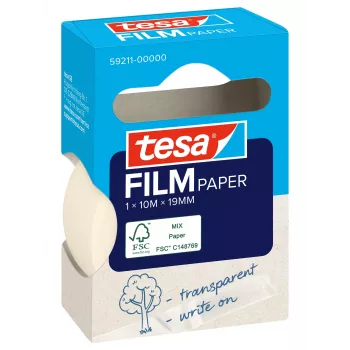 Tesa 59211 Paper Tape 19 mm x 10 m, Natural White, Hand-Tearable, Writable, Solvent-Free 59211-00000-00