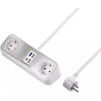 Sygonix SY-4538256 2-Way Schuko Power Strip, White, 1.5 m Cable