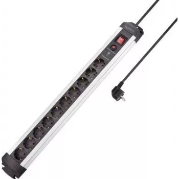 SYGONIX SY-4755616 Surge Protection Power Strip Silver Black 6 Schuko Sockets 1.5m